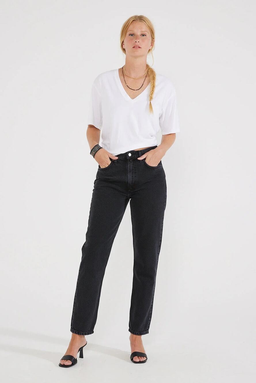 NWT Etica Sz vanity 4 Black High Rise Tapered Straight Classic Casual Denim Jean